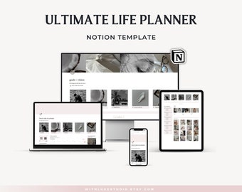 2024 That Girl Notion Template, Aesthetic Notion life planner, All in one Notion dashboard,  Pink Notion Template, 2024 Notion Template