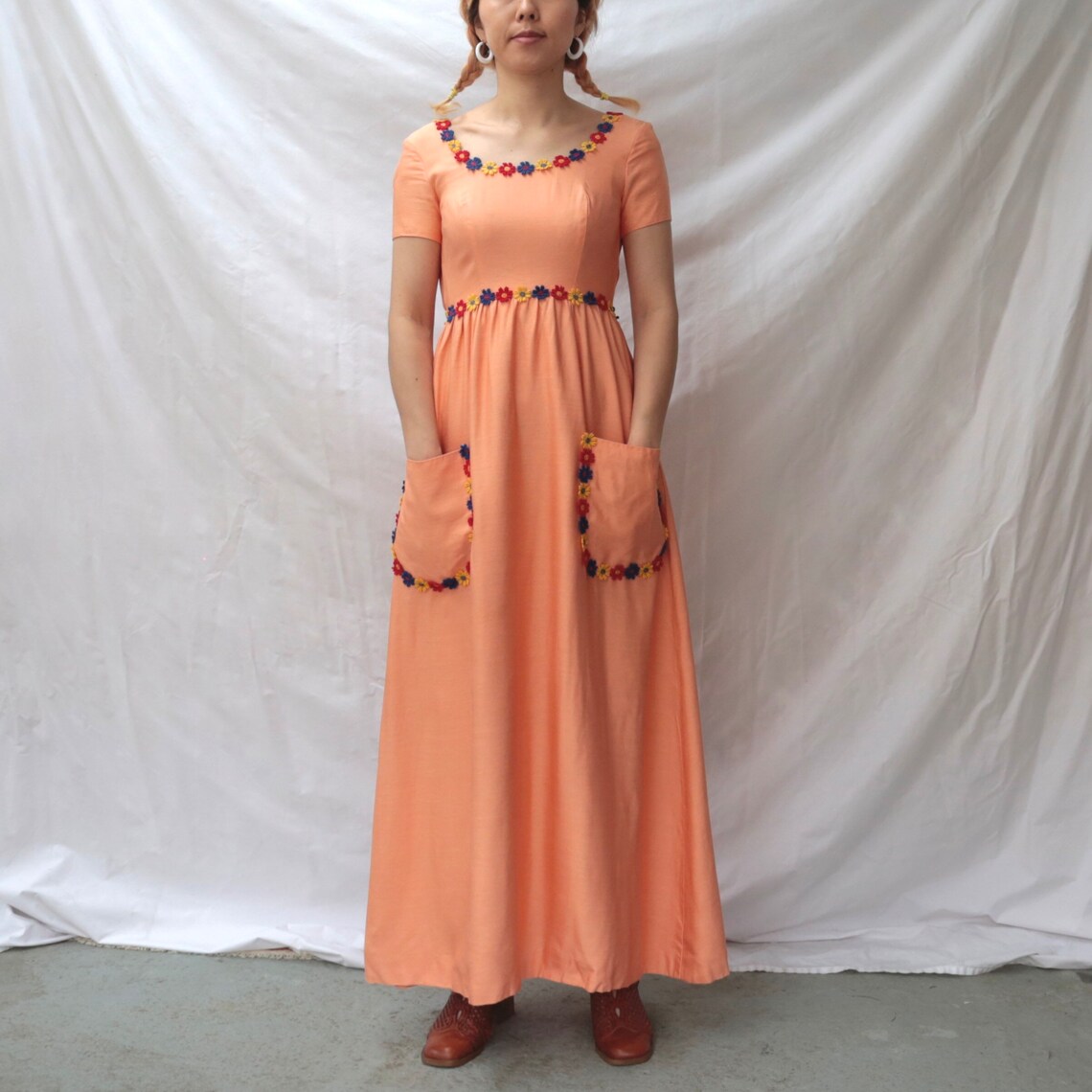 coral orange maxi dress
