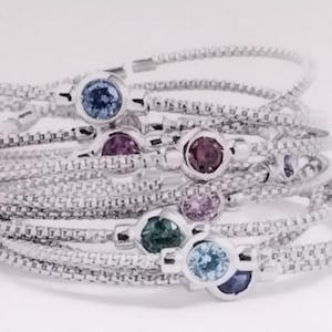 Sterling Silver Birthstone Bangel Bracelet