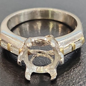Platinum Diamond Semi Mount with Diamonds and Yellow Gold Accent Size 8.5
