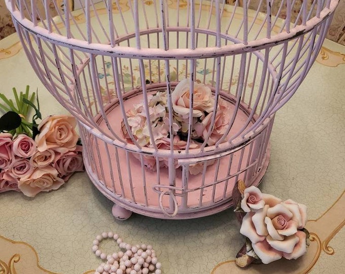 Shabby Chic Pink Roses Bird Cage Decor - Etsy