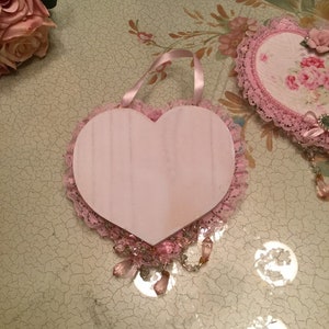 Shabby Chic Pink Hanging Hearts Rose Decor Wall Pair - Etsy