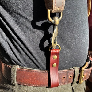Heavy Duty Leather Suspender Loop: Tool Belt Attachment, Hand Crafted
