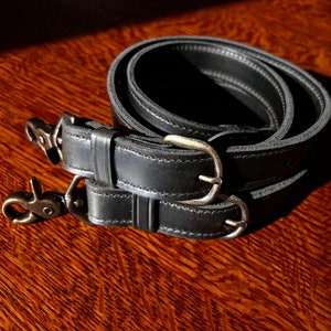 Handmade Black Leather Suspenders: Solid Brass Snaps, Groomsmen Gift