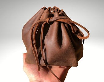 Bolsa de cuero con cordón - Estilo vintage - Bolsa de piedra - Bolsa de la época medieval - Bolsa hecha a mano - Bolsa de cuero duradera - Bolsa de cuero con cristales