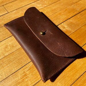 Handmade Brown Leather Business Card Holder Wallet