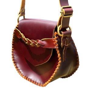 Handmade Leather Crossbody Purse: Rustic Braided Shoulder Bag
