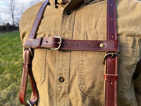 Men's Dark Brown Leather Work Suspenders / Wedding Suspenders / Handmade  Top Grain Leather Suspenders / Adjustable Snap Suspenders / Durable
