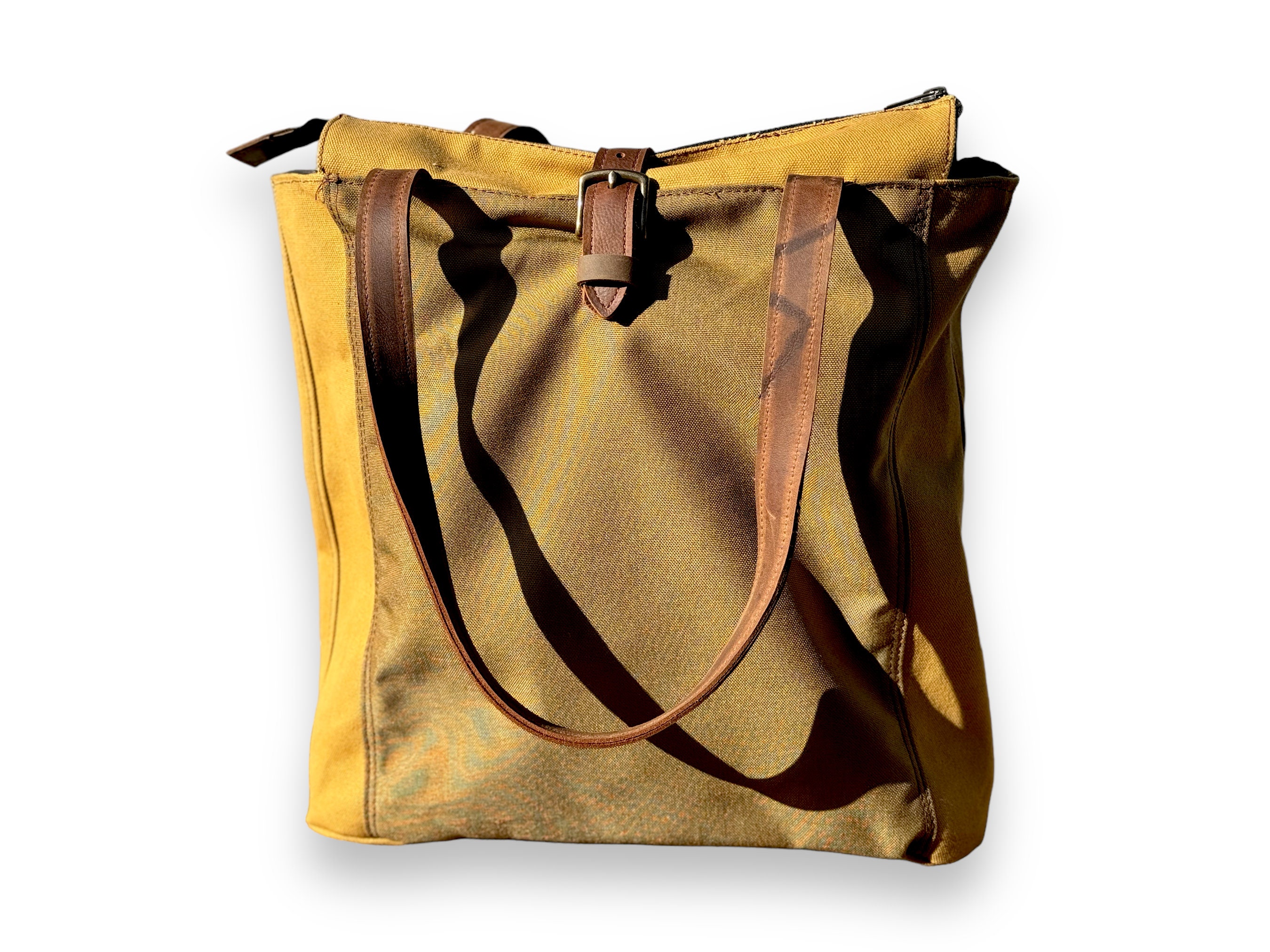Cotton Canvas Tote Bag Zip-top With Pocket, Market Tote