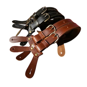 Western Leather Button Suspenders, Wedding Suspenders, Groomsmen Gift, Brown or Black Suspenders, Cowboy Leather Suspenders, Y Back Design
