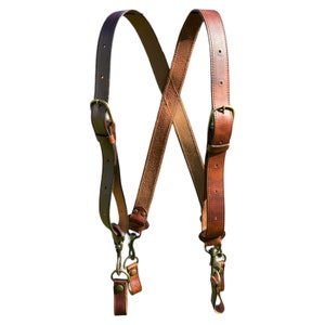 Leather Logger Suspenders – Heavy Duty 1.5” Wide Handmade Work Suspenders for Men