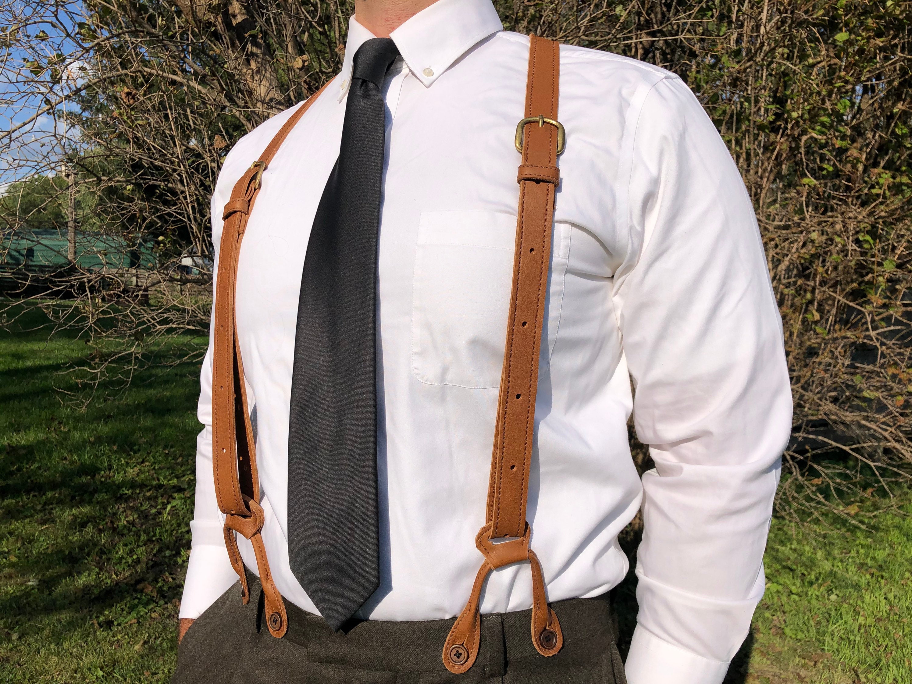 Rustic Wedding Leather Suspenders With Buttons Perfect for Groomsmen Single  Use, Choir, Theater, Work Durable Button Suspenders, Vintage 