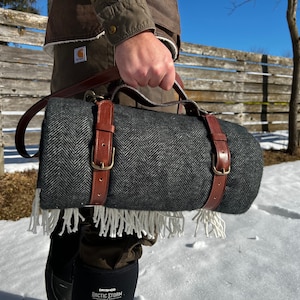 Lederband & Griff für Decken | Camping Decke | Preppy | Überleben | Minimalistisch | Outdoor Camping Decke Tragbar und Faltbar