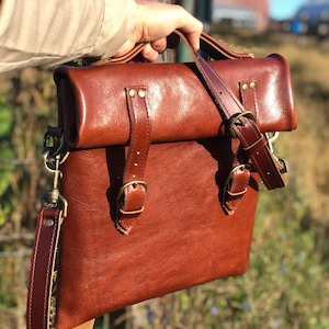 Handmade Leather Faraday Briefcase: 5G EMF RF Blocker Bag