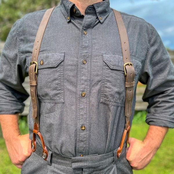 Mens Button Suspenders Etsy