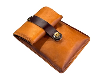 Handmade Amish Leather Faraday Bag – 5G/RFID Signal Blocking Pouch