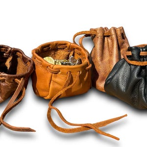 Porta monete in vera pelle fatto a mano - Porta monete in stile medievale per fiera rinascimentale, steampunk, DND, LARP - Borsa in pelle vintage - Accessorio fantasy