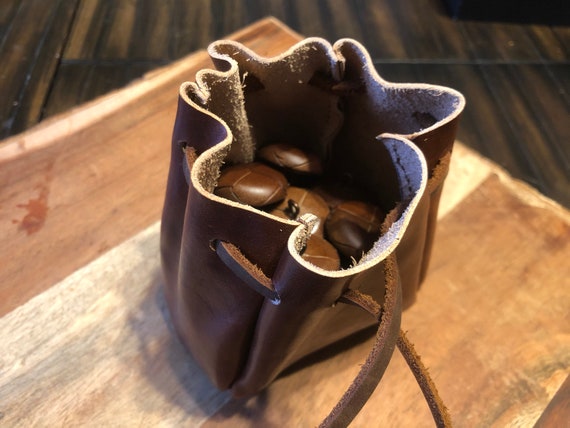 Leather Pouch, Leather Bag, Leather Drawstring Bags , Coin Pouch , Medicine  Bag , Jewelry Bag , Essential Oils