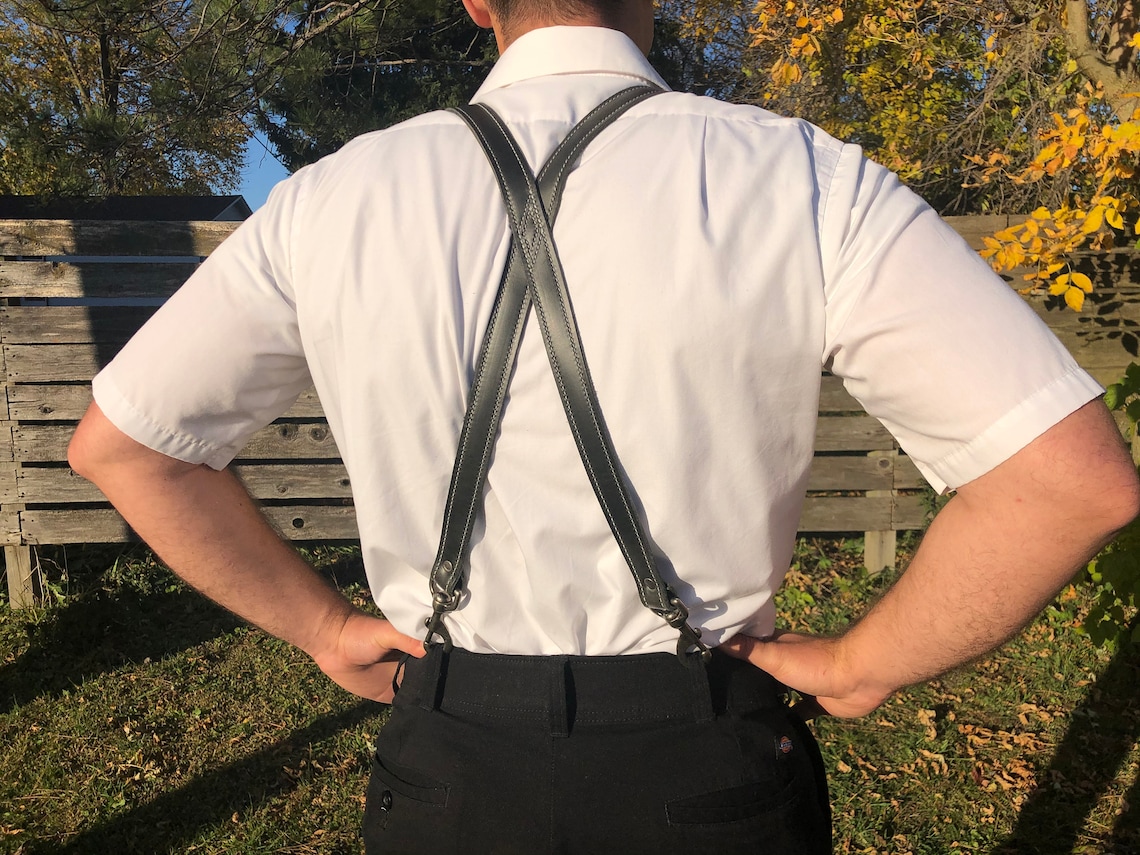 Heavy Duty Work Suspenders Men's Leather Suspenders Etsy