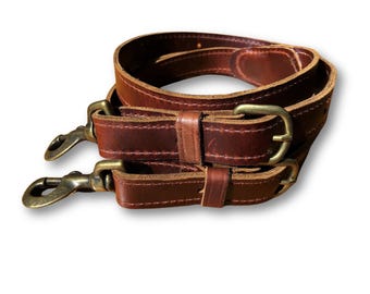 Men&#39;s Brown Leather Suspenders, Durable Suspenders, Handmade Top Grain Leather Work Suspenders, Adjustable Leather Firefighter Suspenders