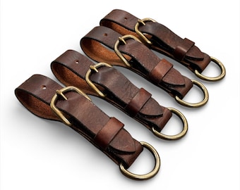 Leather Belt Loop Attachments – Heavy Duty Full Grain Leather for Belt and Suspenders (Set of 4)