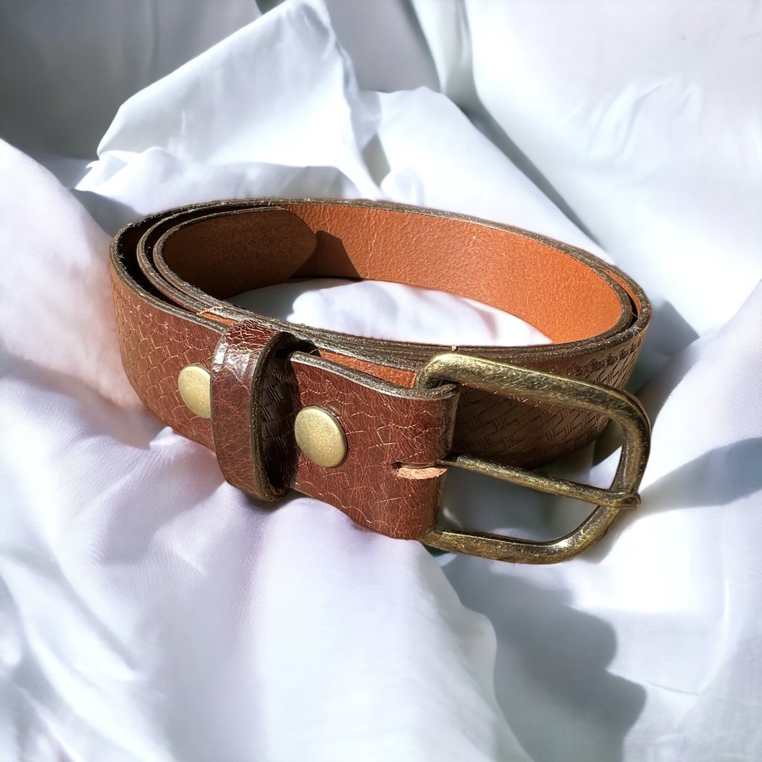 1.5 Casual Handmade Leather Belt Dress Work Belt Vintage Aged Leather