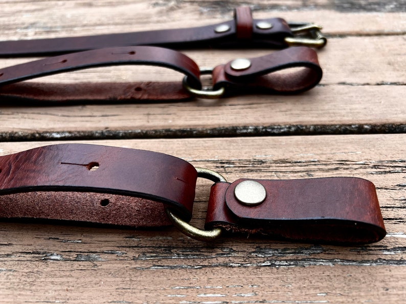 Mens Brown Leather Work Suspenders / Wedding Suspenders / Handmade Top Grain Leather Suspenders / Adjustable Snap Suspenders / Durable Belt image 7