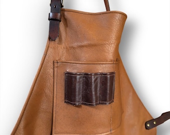 Brown Leather Tradesman Apron – Handmade Work Apron