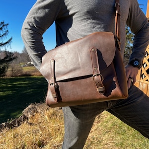 Handmade Leather Messenger Bag: Wisconsin Leather Laptop Briefcase
