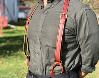 Men's Leather Button Suspenders - Wedding Men Suspenders - Groomsmen Gift - Vintage Suspenders - Men's Work Suspenders - Prime Leather