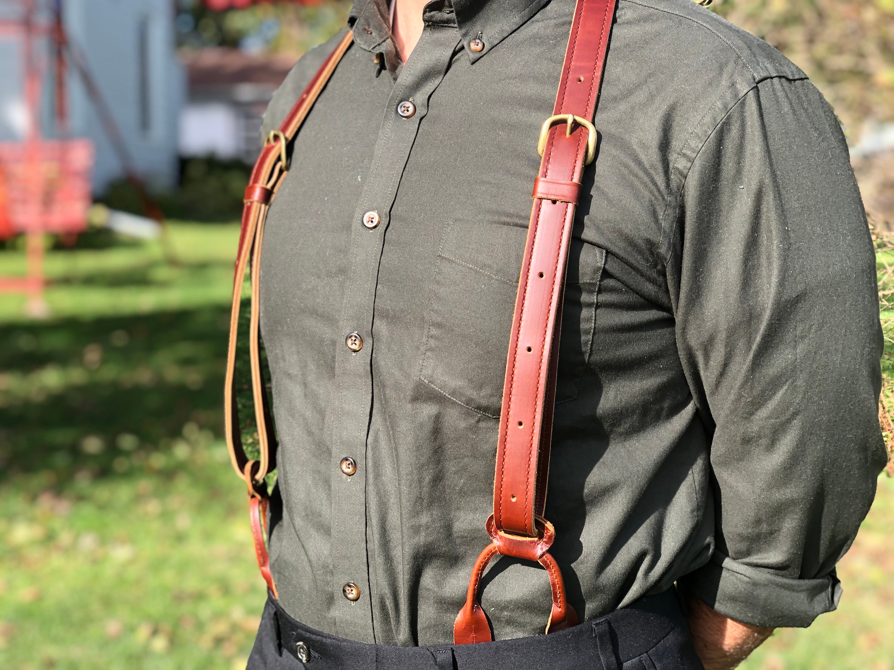 Men's Leather Button Suspenders Wedding Men Suspenders Groomsmen Gift  Vintage Suspenders Men's Work Suspenders Prime Leather 