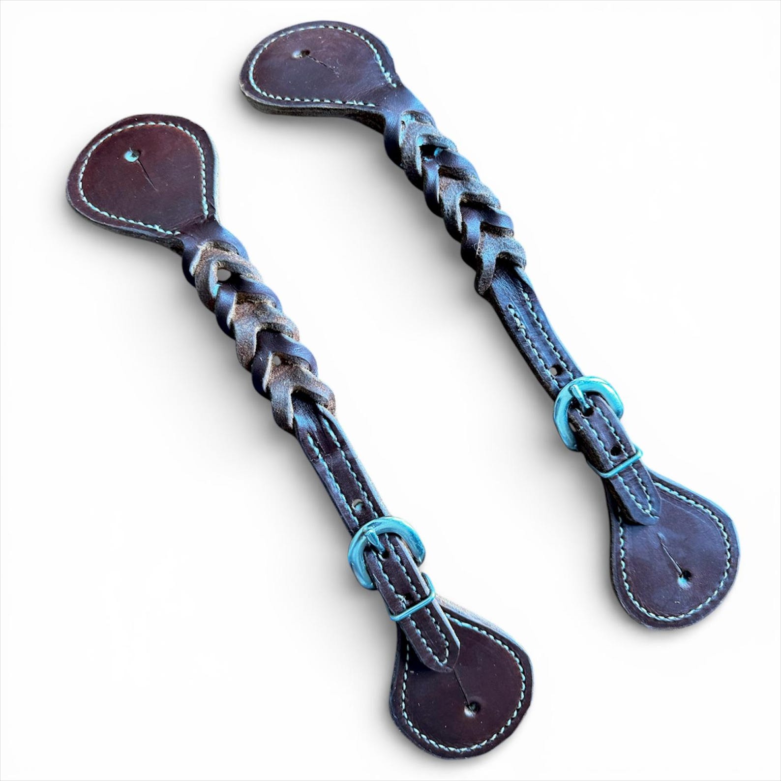 Spur Set Leather Spur Straps – Western Cowboy Horse Tack – Handmade Braided Spur ...
