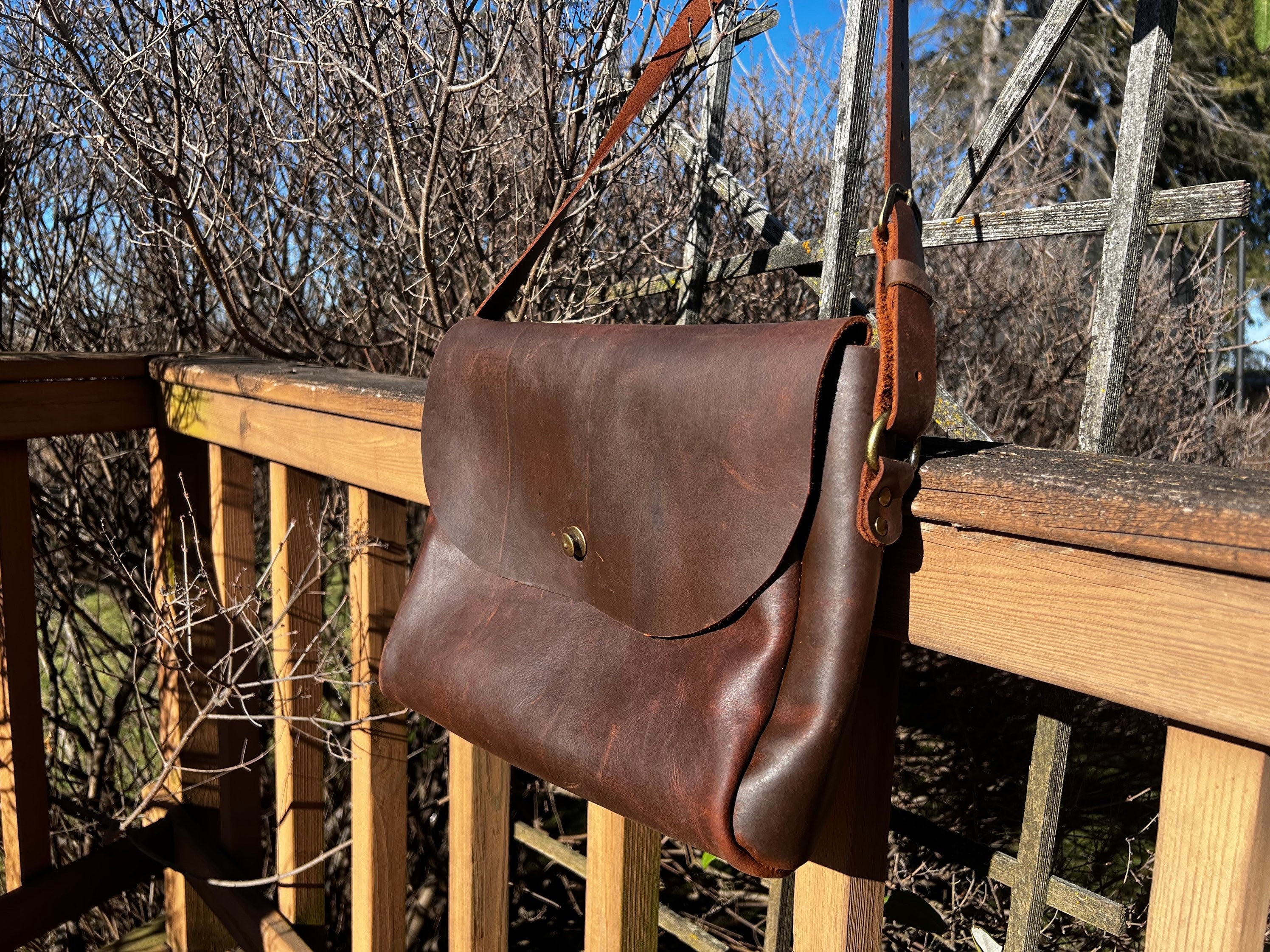 Handmade leather messenger bag, Leather mail bag