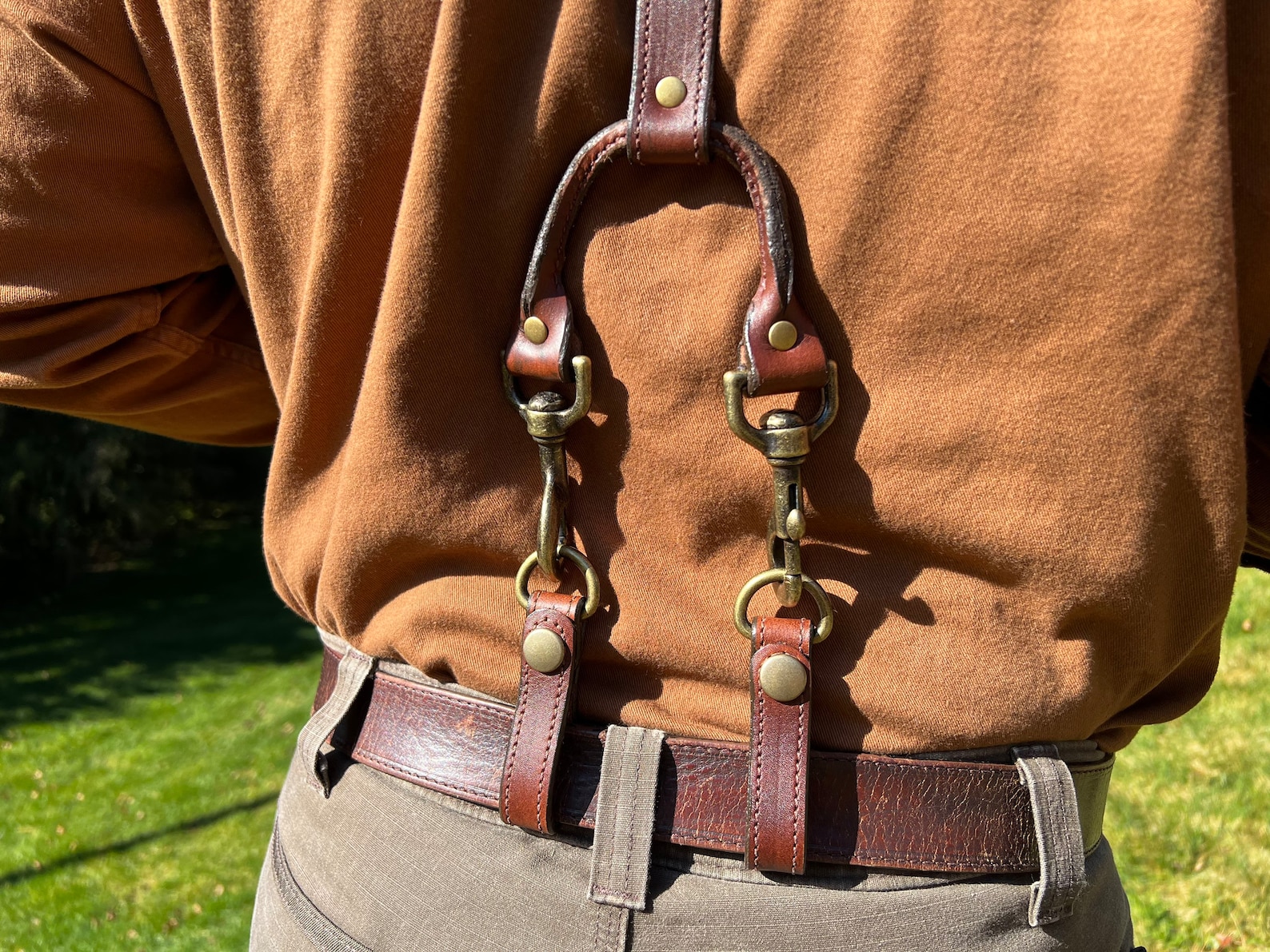 Men's Dark Brown Leather Work Suspenders / Wedding Etsy