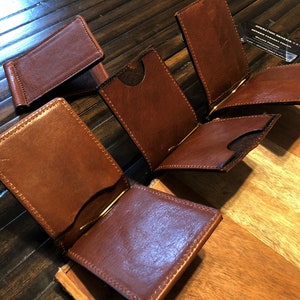 Monedero minimalista de cuero de los hombres - cartera personalizada - cartera de clip de dinero - regalo de los padrinos - titular de la tarjeta - cuero real premium