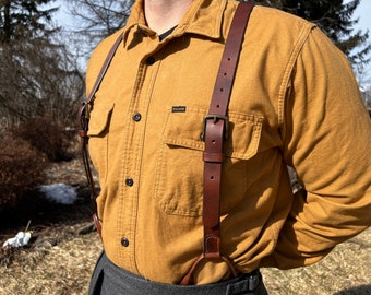 CUSTOM ORDER Handmade Leather Button Suspenders: Western Cowboy Style