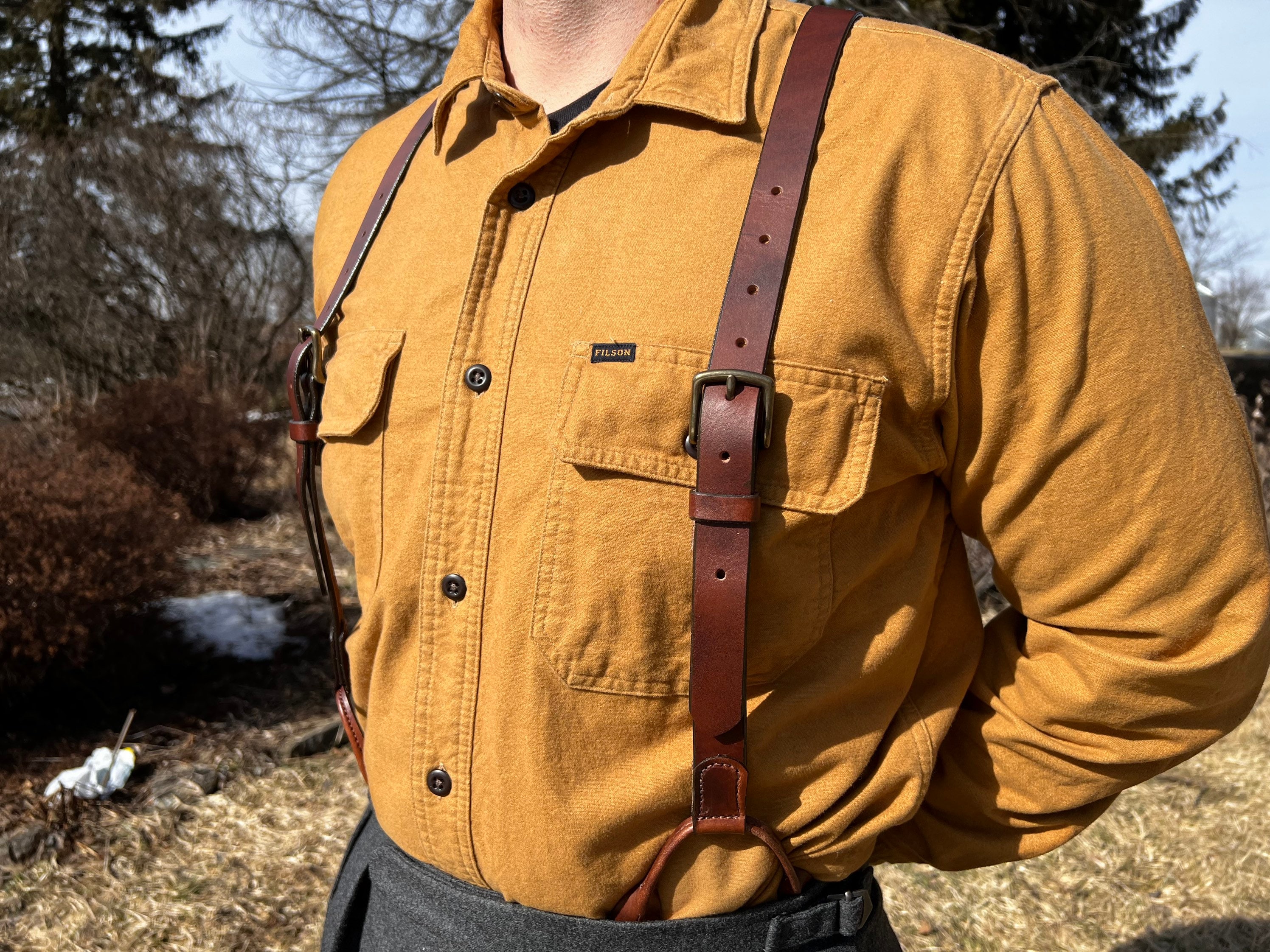 Handmade Dark Brown Leather Button Suspenders: Western Cowboy Style - Etsy