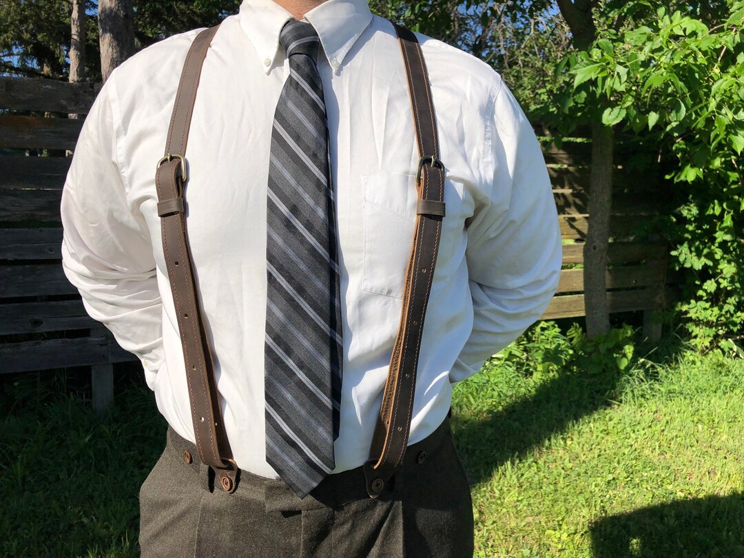Handmade Leather Button Suspenders - Groomsmen Wedding Outfit - Etsy