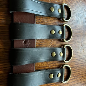 Leather Belt Loop Suspenders Attachments: Antique Brass Hardware, Fits 2&quot; Belts