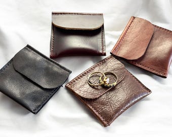 Handmade Leather Ring Holder: Travel Jewelry Pouch, Coin Pouch