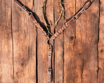 Handmade Braided Leather Headstall & Breast Collar Set - Quarter Horse