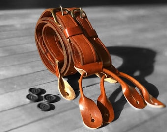 Brown Men’s Button Suspenders - Wedding Suspenders - Men's Suspenders - Groomsmen Suspenders - Rustic Suspenders - Rustic Handmade Belt