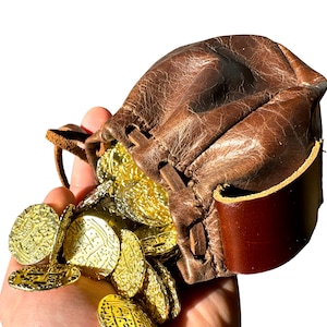 Handmade Brown Leather Coin Pouch with Belt Loop