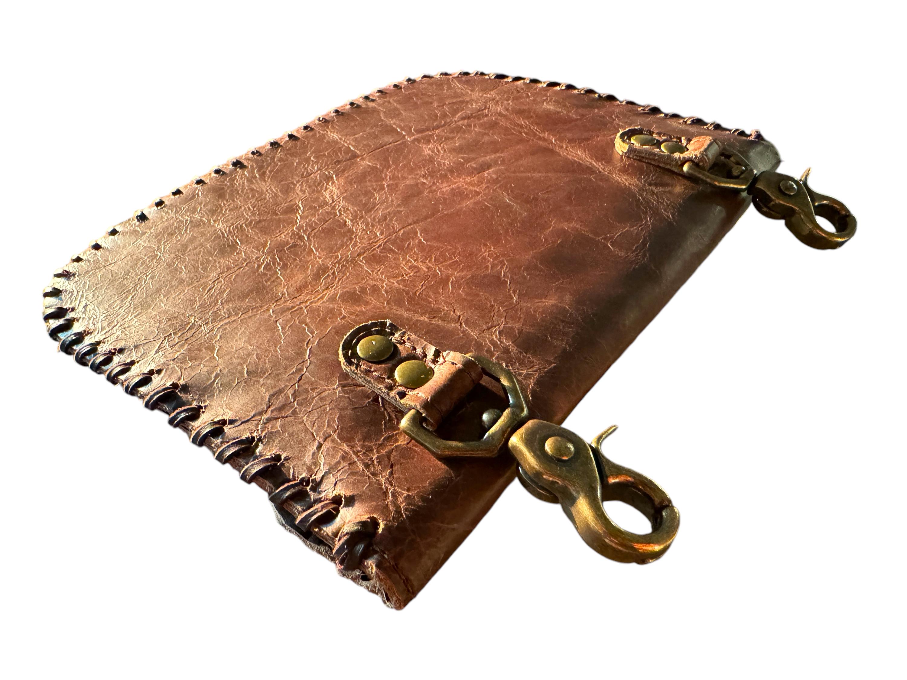Women’s Brown Leather Hip Clip Bag | Western Fanny Pack with Fringe | Phone Holster, Leather Saddle Bag, and Cowboy Festival Waist Bag