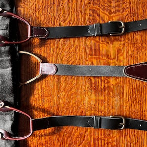 Handmade Black Leather Button Suspenders: Western Style Groomsmen Gift