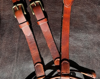 Top Grain Brown Leather Button Suspenders - Western Suspenders - Cowboy Suspenders - 1800's Men Button Suspenders - Wedding Suspenders Men