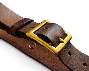 Handmade Brown Leather Belt: Classic Minimalist Style, Made in USA