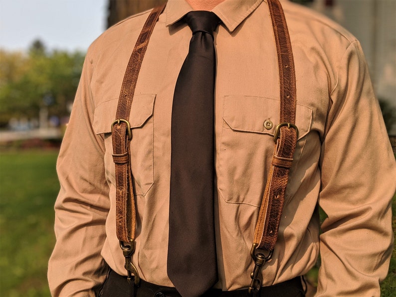 Men's Leather Snap Suspenders Heavy Duty & Classy Etsy