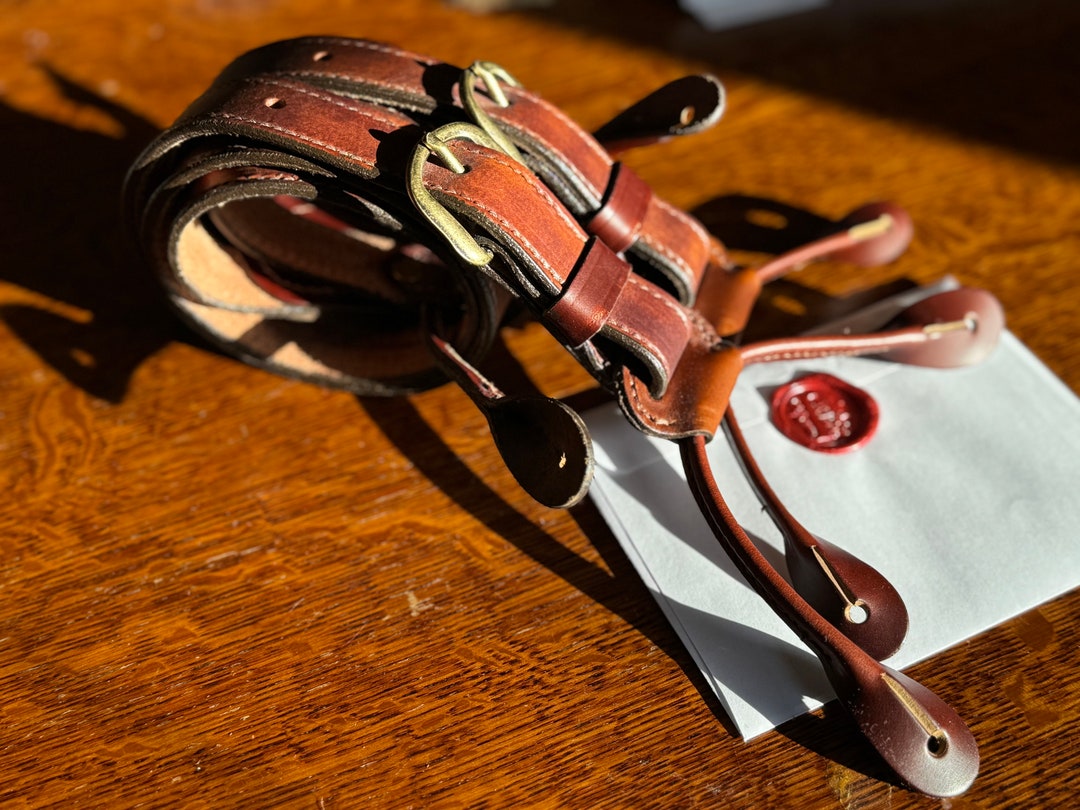 Handmade Leather Button Suspenders: Western Cowboy Style - Etsy