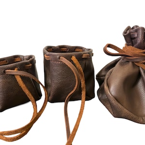 Dunkelbraune Leder Beutel Beutel, Münzbeutel, Reenactment Leder Beutel, DND Würfel Beutel, Schmuck Beutel, Kristall Beutel, LARP, Filmrequisite
